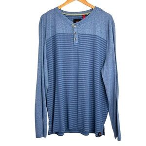 Mountain & Isles Mens Henley Striped Long Sleeve Shirt Sz XXL Blue Long Sleeve